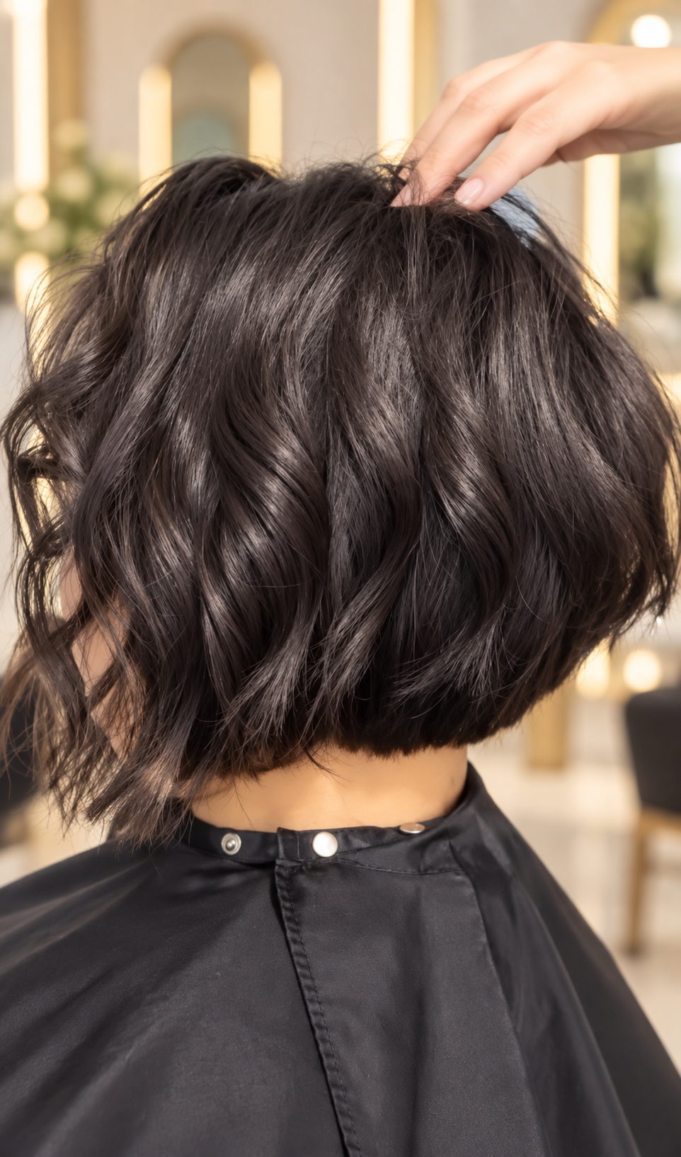 Coupe carrée texturée réalisée dans le cadre de la formation coiffure