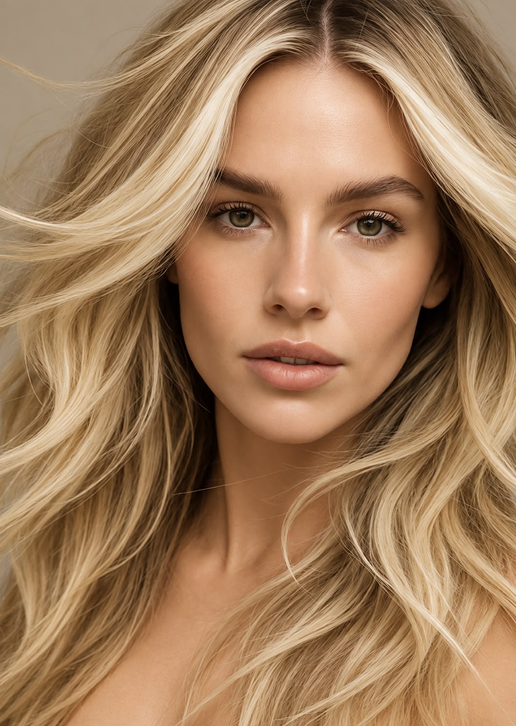 Bright blonde balayage on long wavy hair — example of a professional result